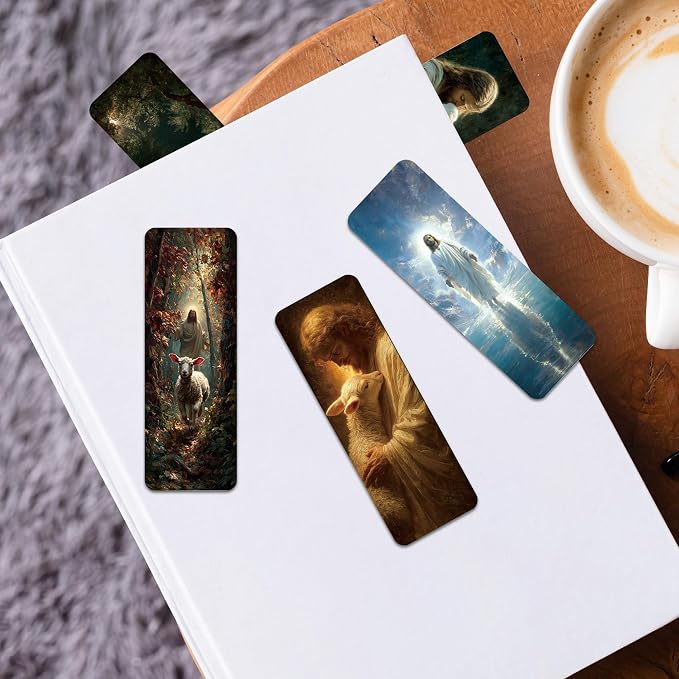 Christian Bookmarks Bulk, 100 Pcs Jesus Religious Book Marks for Reading Men Women, Double Sided Paper Page Markers for Bible Study Church Supplies Baptism First Communion Gifts