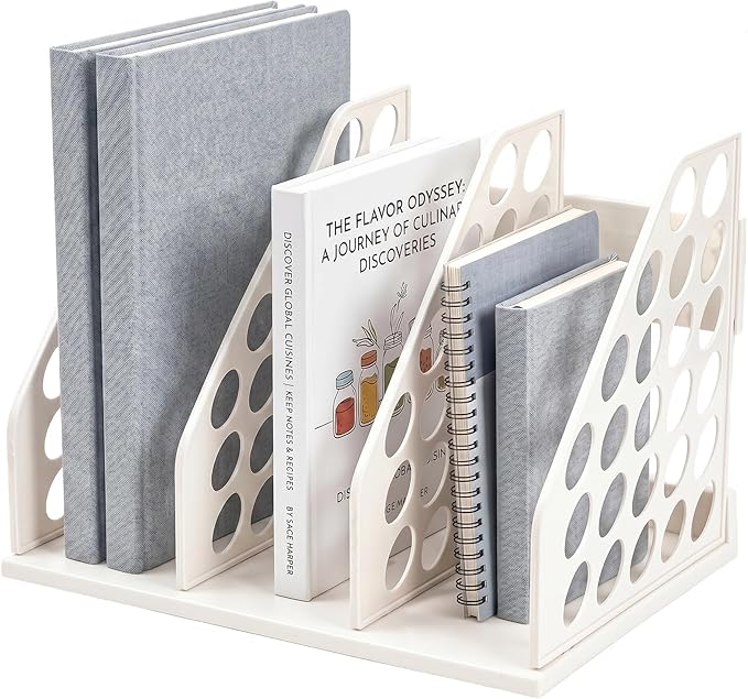 File Holder for Desk, Desktop Document Organizer, 3-Sections Plastic Office Folder Organizers Accessories for Home, School