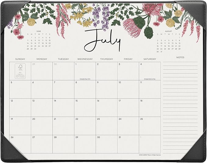 Cabbrix Desk Calendar 2026 with Desktop Mat, Desk Pad Calendar 15"x 12" from July 2026 to December 2027, Desk Calendar for Home Office and School, Easy Planning, Black