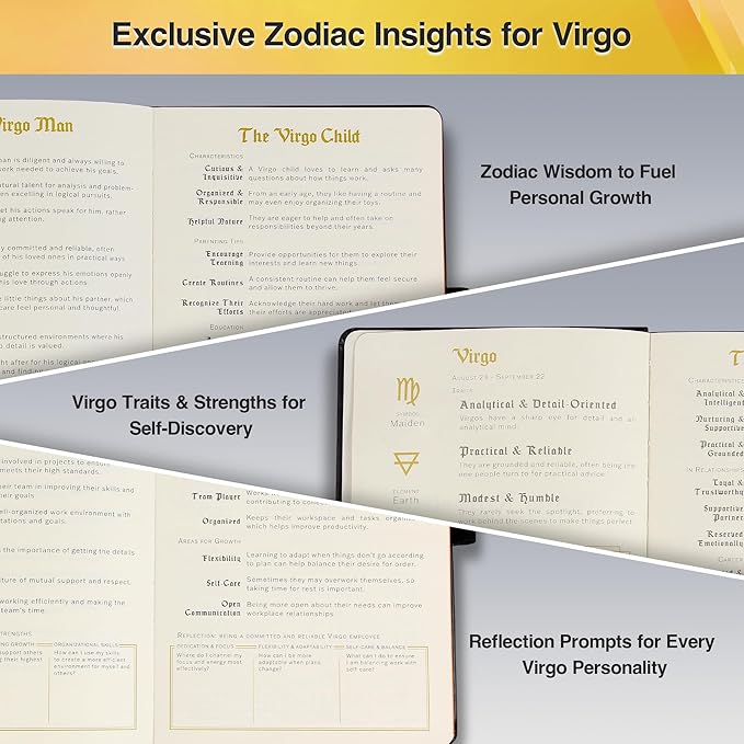 AuroPlanner Virgo Zodiac Undated Planner – Monthly Weekly Daily Astrology Portable Journal Notebook, A5 (5.8” × 8.3”), 160 Pages 4-Month Layout, 100 GSM Paper