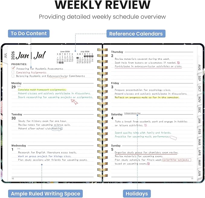 Planner 2026-2027, Monthly and Weekly Academic Planner July 2026 - June 2027, Hardcover Student Teacher Planning Agenda Calendar Book with Tabs, Perfect for Office School Supplies, A4 (8.5" x 11") - Celestial