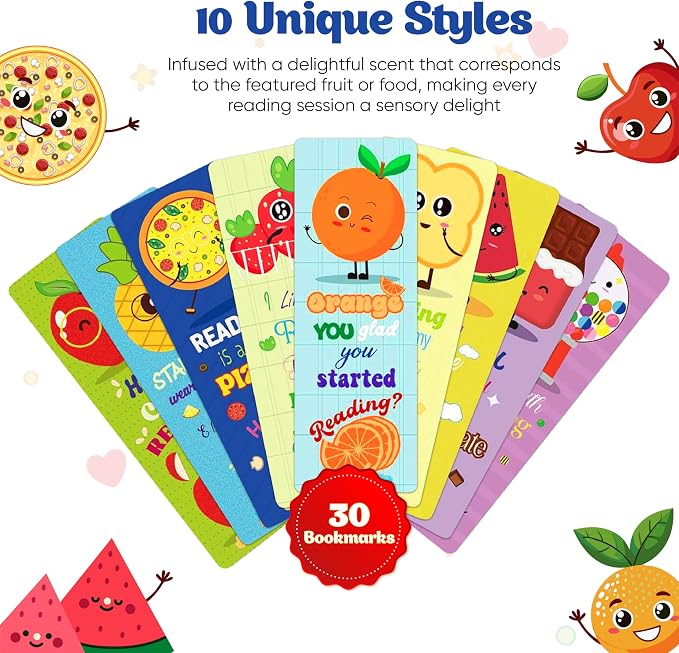 Large Sized Scratch and Sniff Scented Bookmarks, 10 Styles – Fun Smelly Bookmarks for Kids, Teachers, Reading Rewards, Classroom Incentives, & Party Favors (Teacher Pack, 60 Pieces)