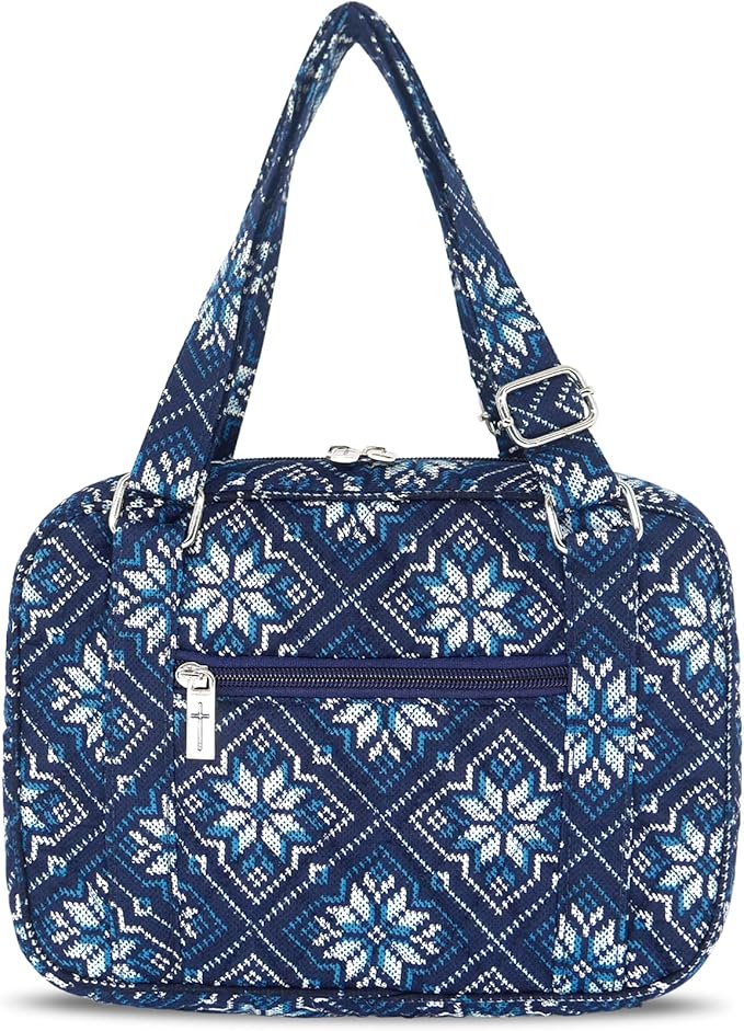 Bible Cover for Women with Adjustable Straps, Large Study Bible Carrying Case Bag with Zip Pocket, 10x7x2.7 Inches