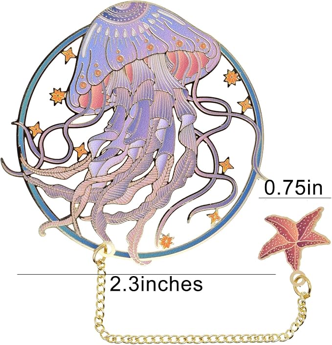 BLBMH Metal Cute Bookmarks for Women Book Lovers Friends Girls Readers Birthday Christmas Gifts Exquisite Graduation Gifts - Jellyfish