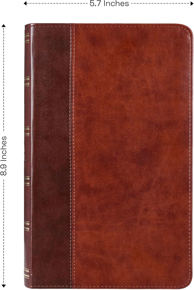 Personalized KJV Holy Bible Faux Leather Premium Holy Bible | Giant Print | Words of Christ in Red | Custom Name at The Lower Right Side | Gift for Christian & Religious Celebrations | Brown