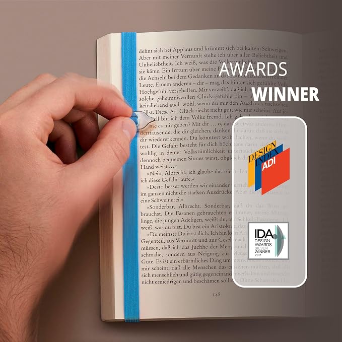 Lastword Elastic Bookmark Perfect for Any Book - Book Markers with Line Pointer Design Made in Italy - Blue