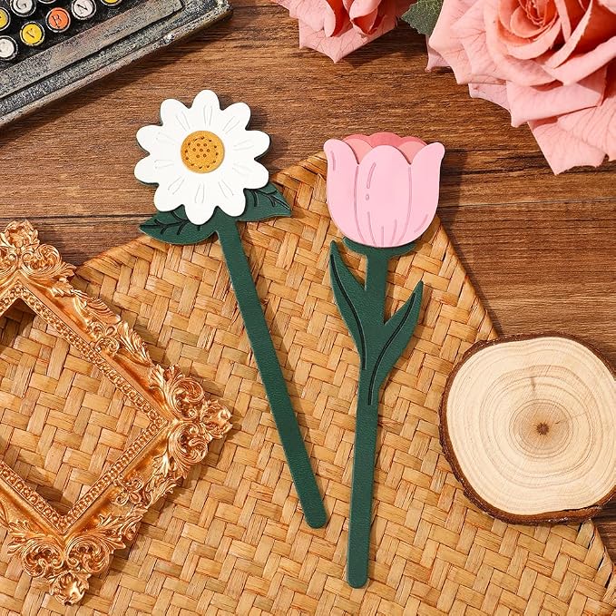 2 Pieces Bookmarks,Vintage Leather Bookmarks for Women,Cute Bookmarks for Book Lovers,Teacher,Daisy and Tulip