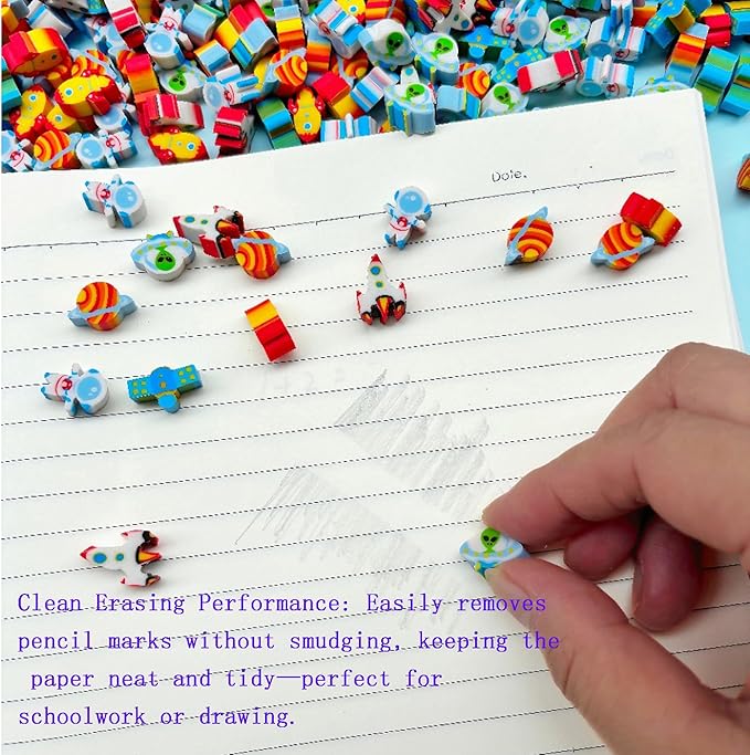 400PCS Mini Space Cute Erasers for Kids Bulk,Fun Erasers for Classroom Back to School Party Gift (Space, Mini)