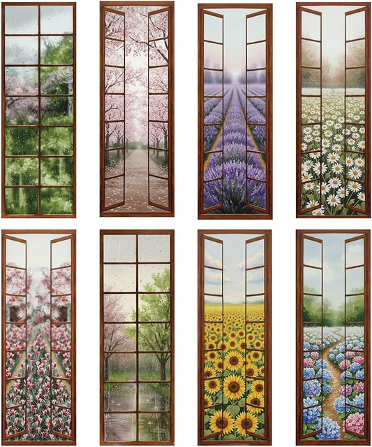 40 Pcs Window View Paper Bookmarks, Aesthetic Flower Reading Book Marks for Women Men, Vintage Scenery Bookmark Set Gifts for Book Lovers Teachers Students Office Workers