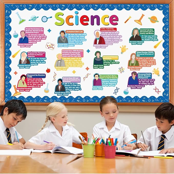 Science Classroom Decor Science Bulletin Board Classroom Decorations Educational Famous Scientists Bulletin Board Set Science Paper Cutouts for Back to School Home Office Window Wall Door Supplies