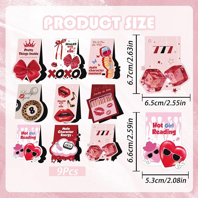 Cute Magnetic Bookmarks, 9 Pcs Y2K Aesthetic Bookmark Page Clips, Book Accessories for Reading Women Book Lovers
