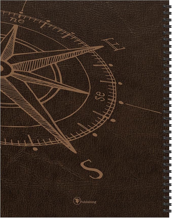 TF Publishing July 2026 - June 2027 Leather Compass Large Weekly Monthly Planner - 12 Month Academic Planner 2026-2027 with Durable Cover, Thick Uncoated Paper, and Planning Stickers - 9in x 11in