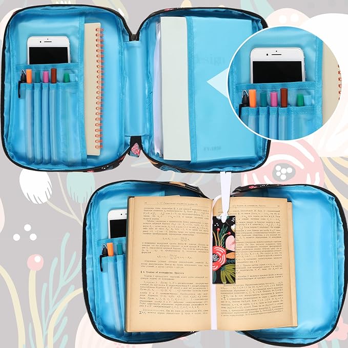Laumoi Bible Cover Case for Women 10'' Flower Bible Holder Case Large Religious Carrying Bag for Women Study Christian Book Gift (Fresh Flower)