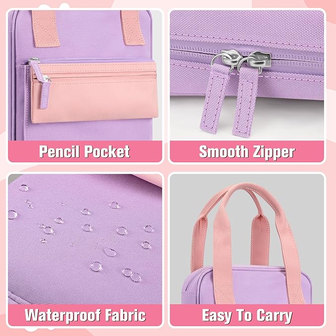 FINPAC Bible Cover Case Tote Bag Water-Resistant Bible Carrying Case Christian Gifts for Church Study Supplies, Purple