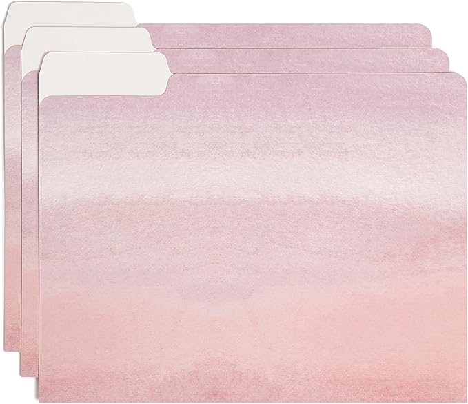 U Brands Fashion File Folders, 9 Count, 1/3-Cut Tabs in Assorted Positions, Letter Size, Office Supplies (Tie Dye)