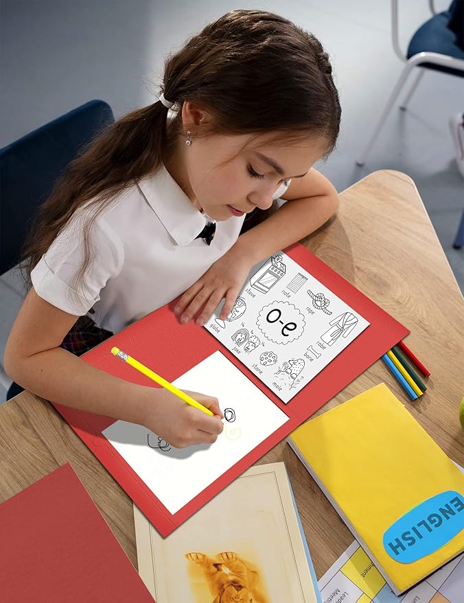 SUNEE Folders with Pockets(25 Pack, Red), 2 Pocket Folders Fit Letter Size Paper, Paper File Folder for School Office Home Business