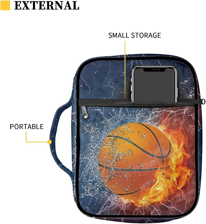 Basketball Bible Bag for Boys,Kids Bible Cover with Handle, Basketball Themed Book Cover for Study Bible