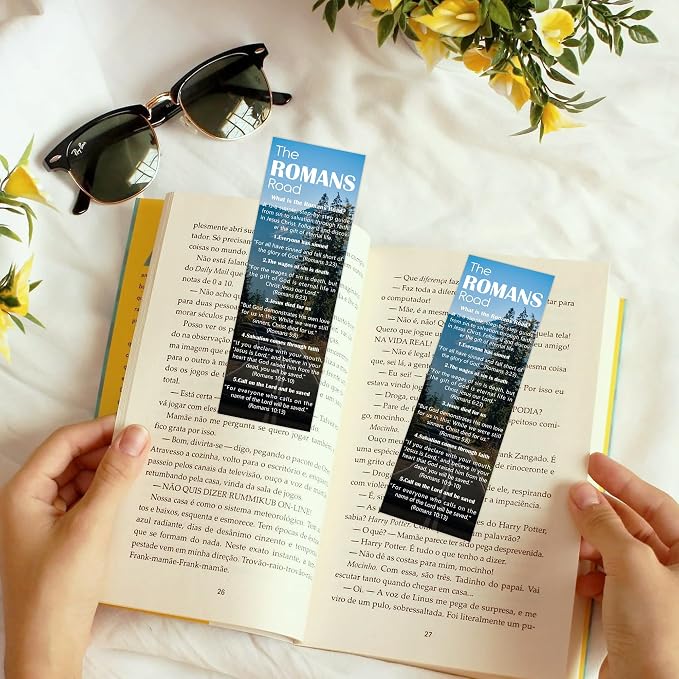 100 Pcs Romans Road to Salvation Bookmarks, Christian Bible Verse Book Markers Page Clips, Inspirational Bookish Gifts for Women Students Book Lovers