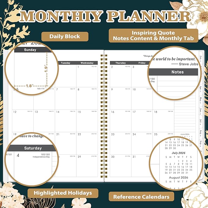 2026-2028 Monthly Planner - July 2026 - June 2028, 2 Year Monthly Calendar 2026-2028, 9" × 11" Calendar Planner, 24 Months, Tabs, Back Pocket, Twin-Wire Binding, Note Pages