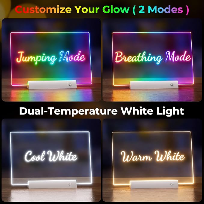 LED Drawing Board with Remote Control,Rechargeable Glow Doodle Light Up Drawing Tablet,9 Colors & 2 Modes Dry Erase Neon Led Note Board for Decor & Message,Birthday Graduation Gift,White