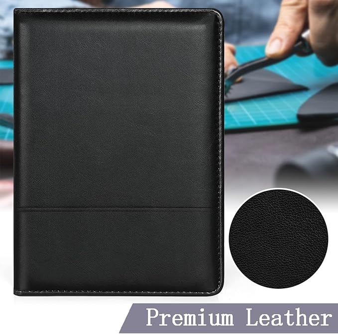 Gorbado Padfolio/Portfolio Binder, Mini Padfolio Portfolio Binder 5 x 8 Legal Writing Pad, A5 Document Organizer Folder for Men Women, Black.