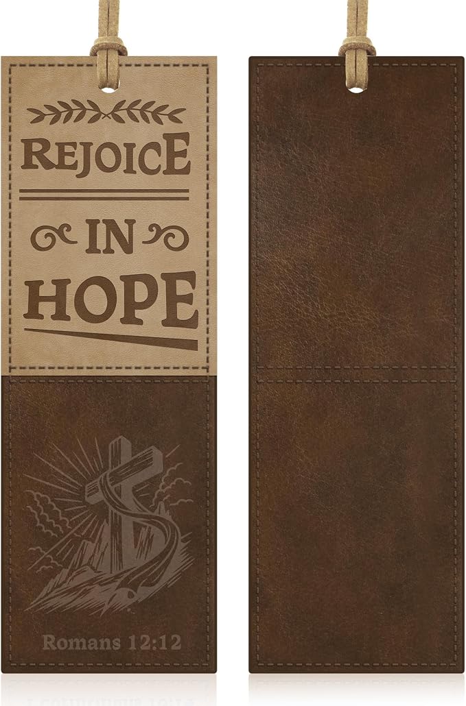 1PC Leather Bookmark Bible Bookmarks for Reading Women Men Book Lovers Gifts, Stitched Religious Christian Bookmark Page Markers Inspirational Bible Verse Scripture Book Marks (Vintage-2-Cross)