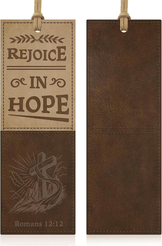 1PC Leather Bookmark Bible Bookmarks for Reading Women Men Book Lovers Gifts, Stitched Religious Christian Bookmark Page Markers Inspirational Bible Verse Scripture Book Marks (Vintage-2-Cross)