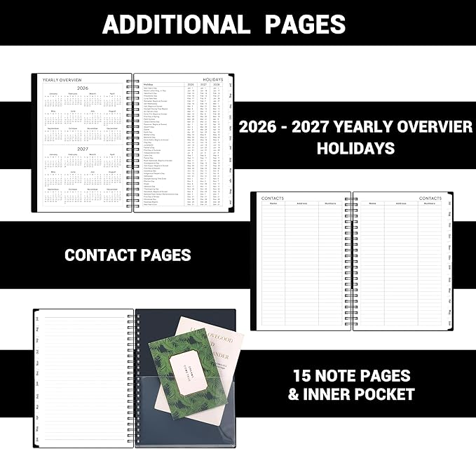 Planner 2026-2027 - Academic Planner 2026-2027, July 2026 - June 2027, 6.3” x 8.4”, Weekly and Monthly Planner, 12 Monthly Tabs, Flexible PP Cover, Inner Pocket, Notes Pages, Holidays - Classical