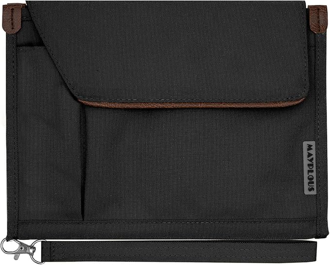 A5 Conference Folder Business Organiser Bag Notepad Carrying Case Document Case A5 Portfolio Organiser Portfolio Binder with Zip (Jet Black)