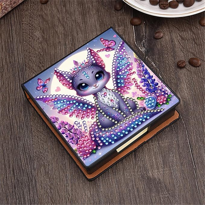 Diamonds Painting Kit Note Box,Memo Paper Storage Box Diamond Art,Sticky Note Holder Diamond Art,Diamond Painting Memo Pad For Office Desk. (Cat2)