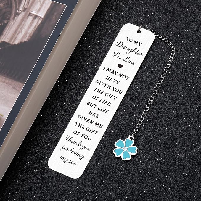 Daughter in Law Gifts from Mother in Law - Mothers Day Gifts for Daughter in Laws Birthday Future Daughters in Laws Gift for Mothers Day Birthday Wedding Anniversary, Bookmark for Book Lover Women