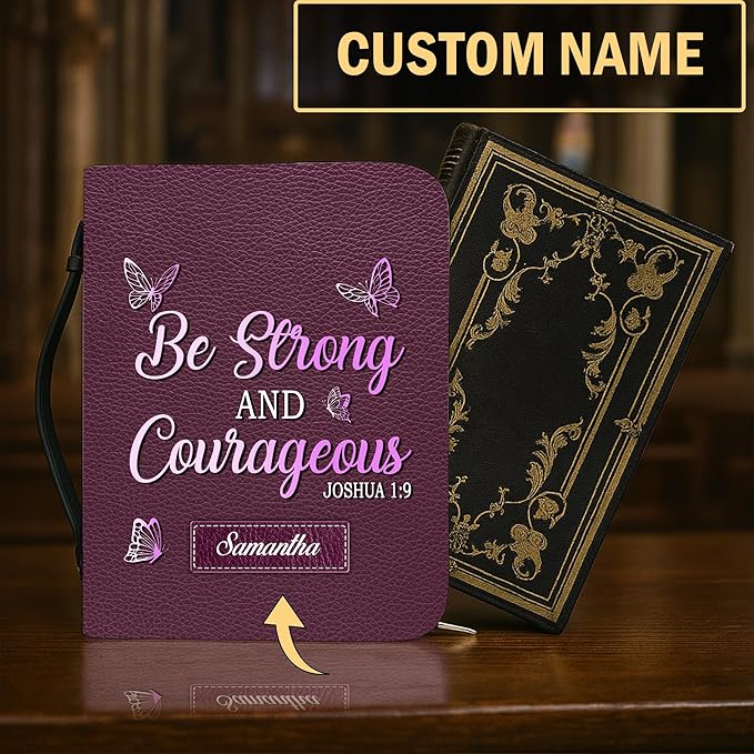 Personalized Bible Cover for Men, Christian Bible Case PU Leather, Jeus Bags Religious Appreciation Gifts for Women Girls Daughter Christian with Handle Zipper (BIBLE-08, M-2XL)