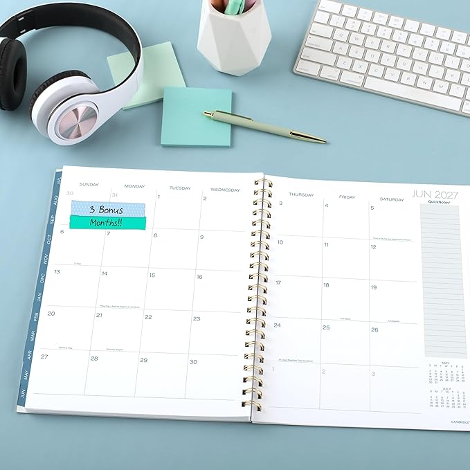 Cambridge Planner 2026-2027 Weekly & Monthly Academic 12-Month July-June, 8-1/2" x 11", Oceana (1799-905A)