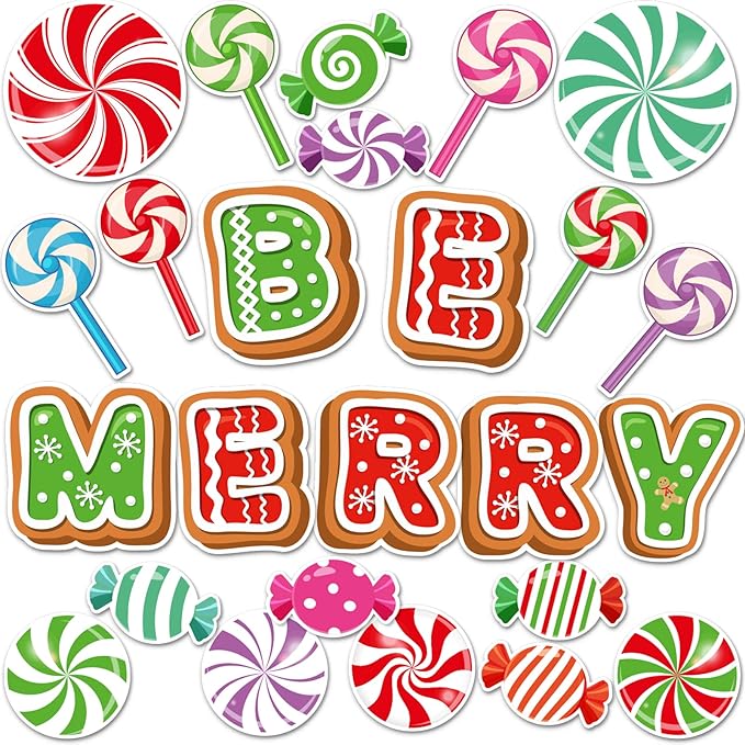 Peppermint Colorful Candies Cutouts Sweet Peppermint Classroom Bulletin Board Decorations Christmas Candy Land Themed Birthday Party Supplies for Toddler Kids Students Classroom