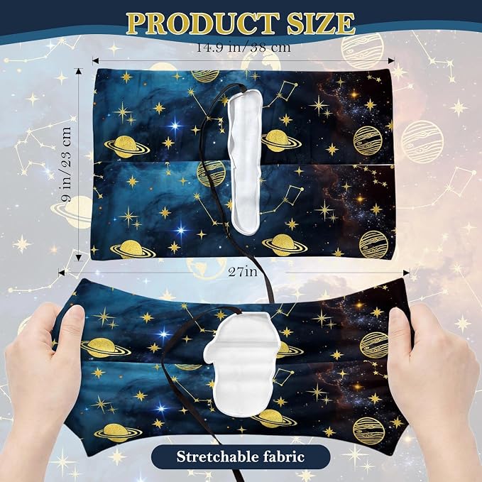 6 Pack Stretchable Book Covers, Jumbo Book Covers for Paperbacks Hardcover Books up to 9 x 11 Inches, Reusable Washable Protective Fabric Books Sleeves, Starry Sky