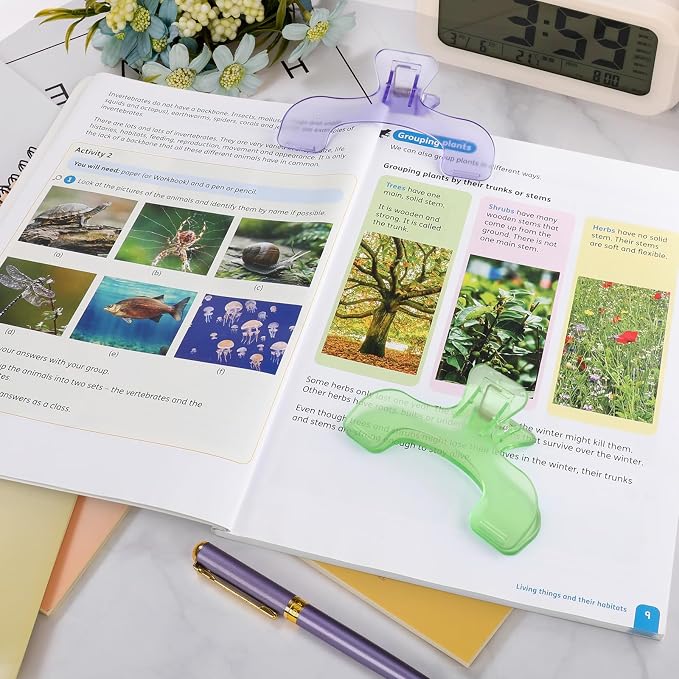 3 Pcs Book Clips,3 Colors Strong Page Holders for Reading,Portable Book Openers,Practical Book Page Markers for Teachers,Students,Office,and Home(Color B)