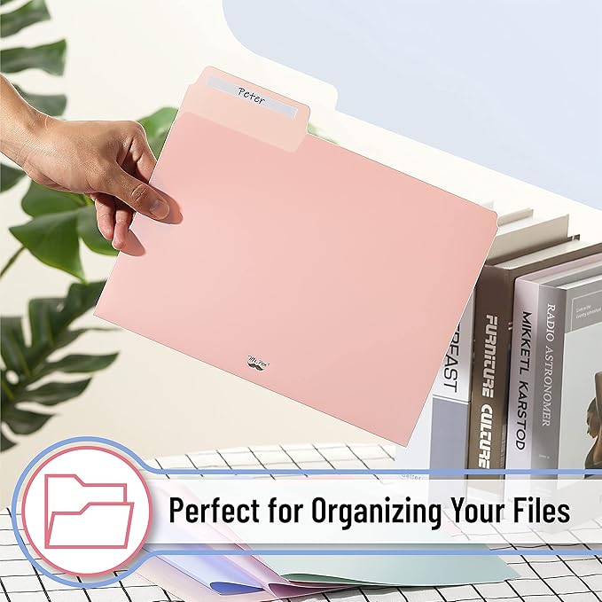 Mr. Pen- Pastel File Folders, 1/3 Cut Tab, 6 Pack, Letter Size, Colored Letter Office Supplies File Folders