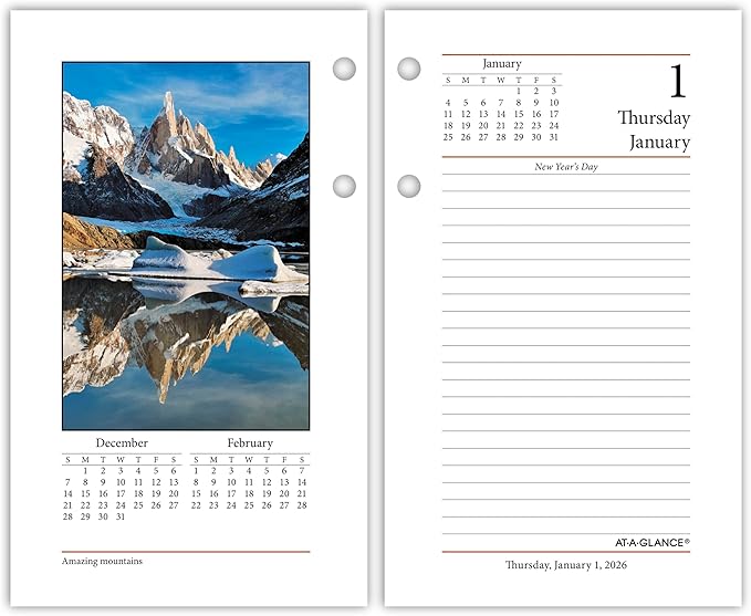AT-A-GLANCE 2026 Desk Calendar Refill, Daily, 3-1/2" x 6", Standard, Loose-Leaf, Photographic (E4175026)