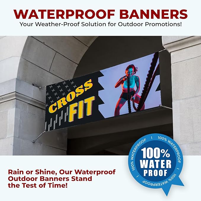 Crosss Fit Large Banners and Signs for Outdoor by Mavis Printing-Polyester Banner with 4 Holes for Easy Hang Indoor & Outdoor|4x1 Feet HD Print Sign to Promote Church| Made in USA