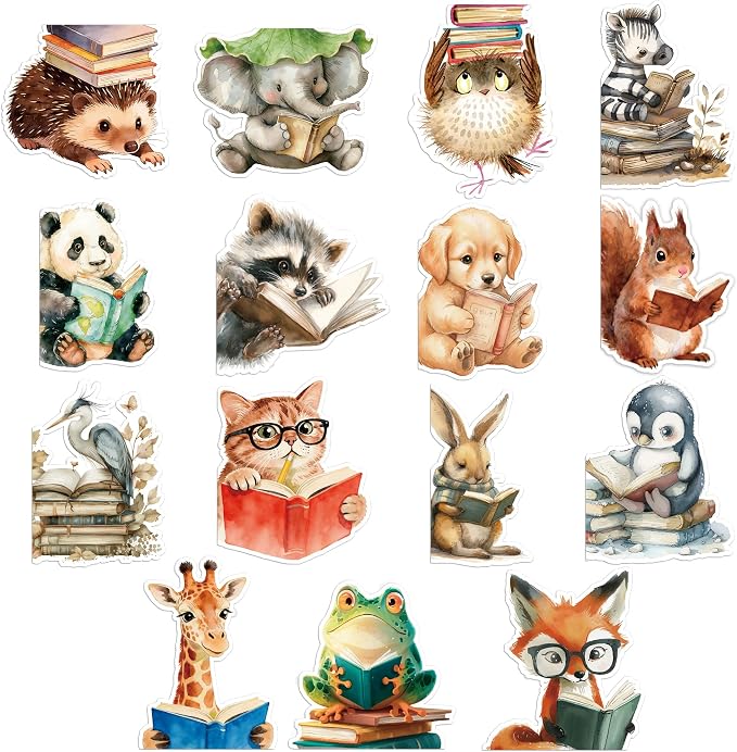 Cute Magnetic Bookmarks Gifts - 15 Pcs Funny Cats Dog Bookmark for Women Kids Book Lovers Students Bookworms Birthday Graduation Gift Magnet Page Clips School Office Reading Accessories