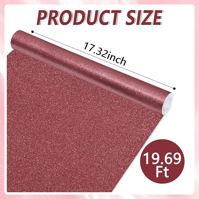 Qyeahkj 17in x 20ft Glitter Bulletin Board Paper Roll Bulletin Board Background Paper Fade Resistant Classroom Decoration Poster Art Craft Home Wall Education Decor Supplies Wine Red