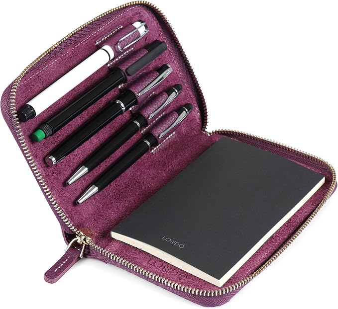 Londo Genuine Leather Padfolio – Portfolio Folder with Pencil Holder, Notepad & Zipper Closure for Business, Office & Travel