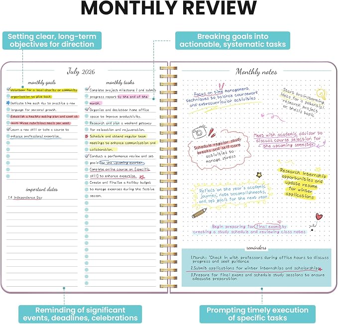 Monthly Planner 2026-2027, 18 Months Calendar Planner 2026-2027, Runs from July 2026 - December 2027, 7" x 10", Perfect for School Office Home Planning - Boho Purple