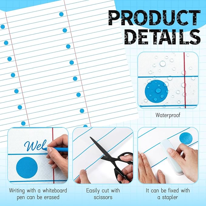 Hahafelt 1 Pack 47 x 108 Inch Fabric Bulletin Board Roll Waterproof Non Woven Classroom Background Decoration Resistant Bulletin Board for Back to School Wall Decor DIY Craft (Workbook)