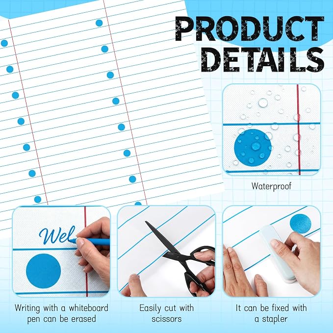 Hahafelt 1 Pack 47 x 108 Inch Fabric Bulletin Board Roll Waterproof Non Woven Classroom Background Decoration Resistant Bulletin Board for Back to School Wall Decor DIY Craft (Notebook)