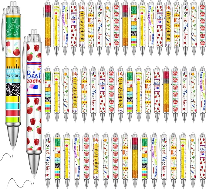 50 Pcs Teacher Pen Appreciation Gift Bulk Funny Ballpoint Pens Thank You Teacher End of The Year Student Gifts for First Day Back to School Motivational Inspirational Coworker Office Supplies