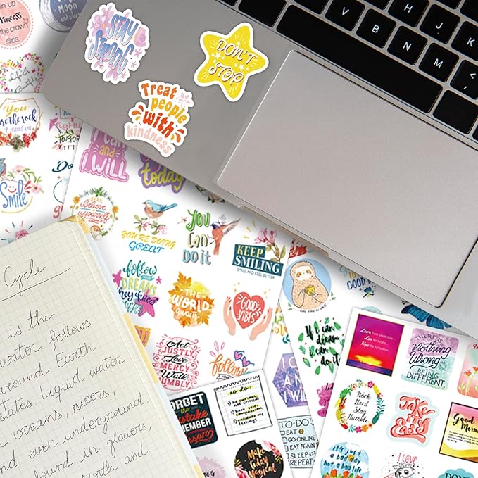 480 Pieces Inspirational Quote Daily Planner Stickers for Women Journaling Calendar Scrapbook Stickers Aesthetic 24 Sheets Motivational Waterproof Sticker for Kids Teachers Water Bottle