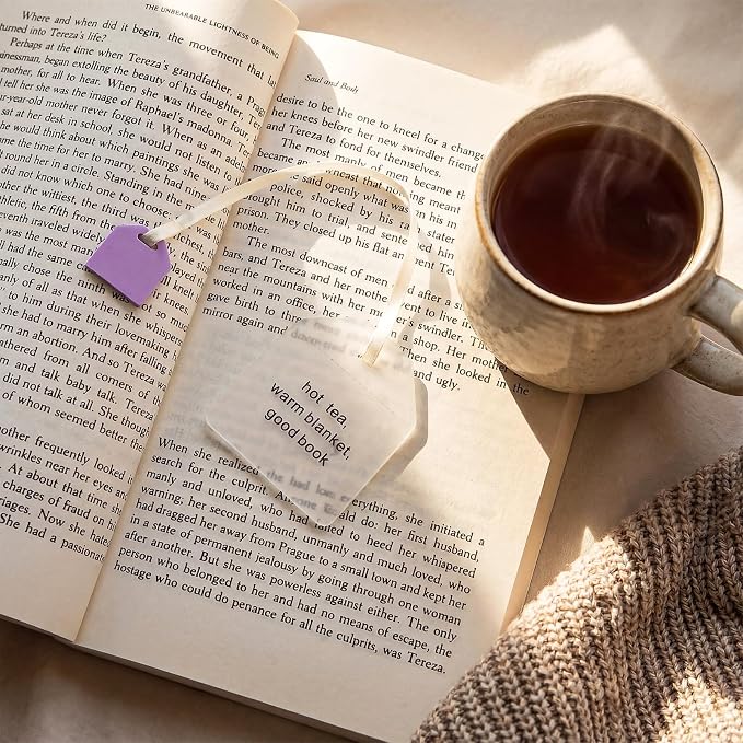 Honoson 6 Pcs Tea Bag Bookmarks Party Favors Cute Hand Gift Bookmarks for Women Mom Mother's Day Book Reading Lovers Gift (Proverbs,Acrylic)
