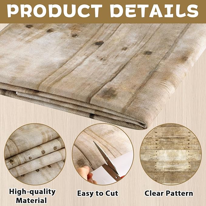 47×47In Fabric Bulletin Board Decoration for Classroom Wood Grain Linen Bulletin Board Decor with 30 Double Sided Adhesive Brown Wood Boards Rustic Background Art Craft for School Education Supplies