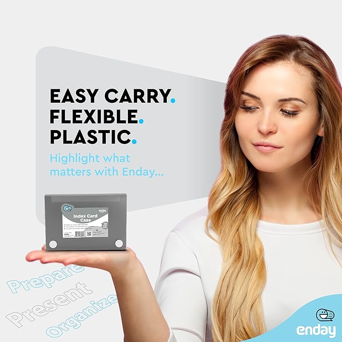 Enday Index Card Holder Grey, 3x5 Note Flash Card Organizer Case, File Box with 5 Dividers, Notecard Box Holds 100 Cards, Also Available in Red, Purple, Green, Blue, Pink, 4 Pack